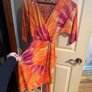 Maggy London Orange & Pink Abstract Dress